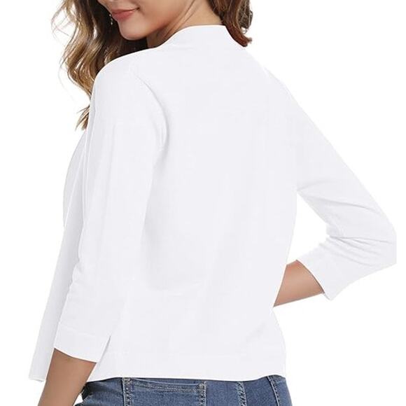 NWOT ~ Thin White Short Cardigan Shrug Bolero Sweater ~ Women's Size SMALL - Picture 3 of 3